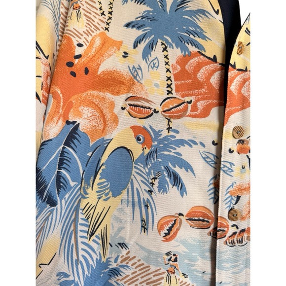 Caribbean Sz L Tropical Print Hawaiin Button Down Shirt Vacation Beach - Picture 8 of 10